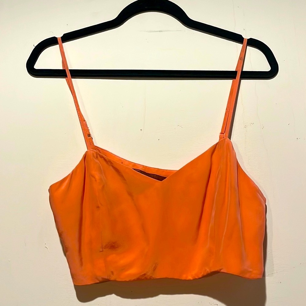 Reformation salmon sheer crop size medium